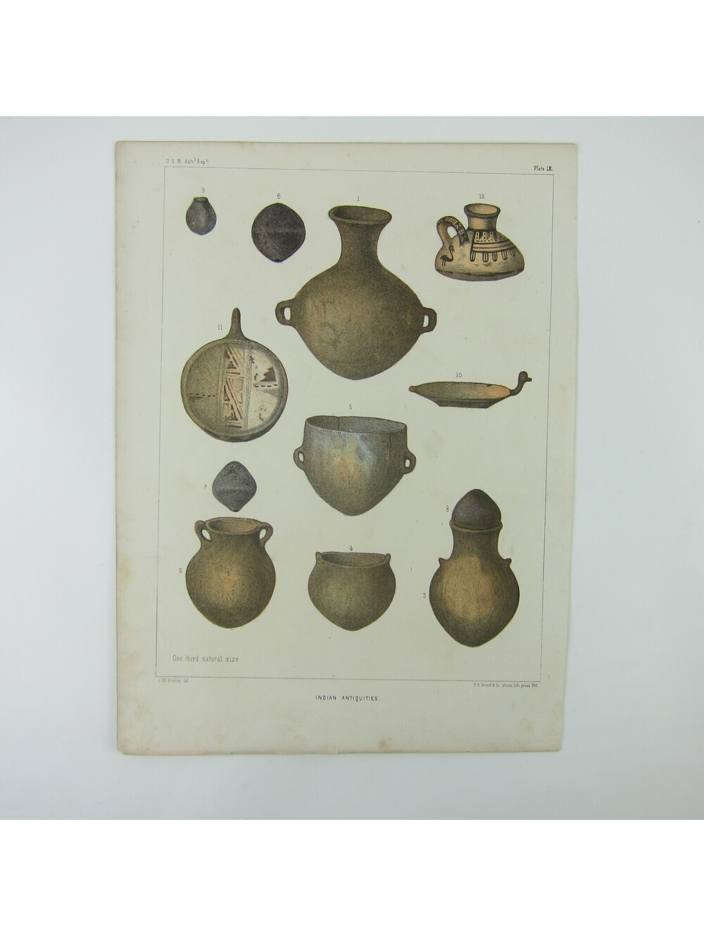 Antique 1855 John Mix Stanley Chromolithograph Print Indian Antiquities RARE